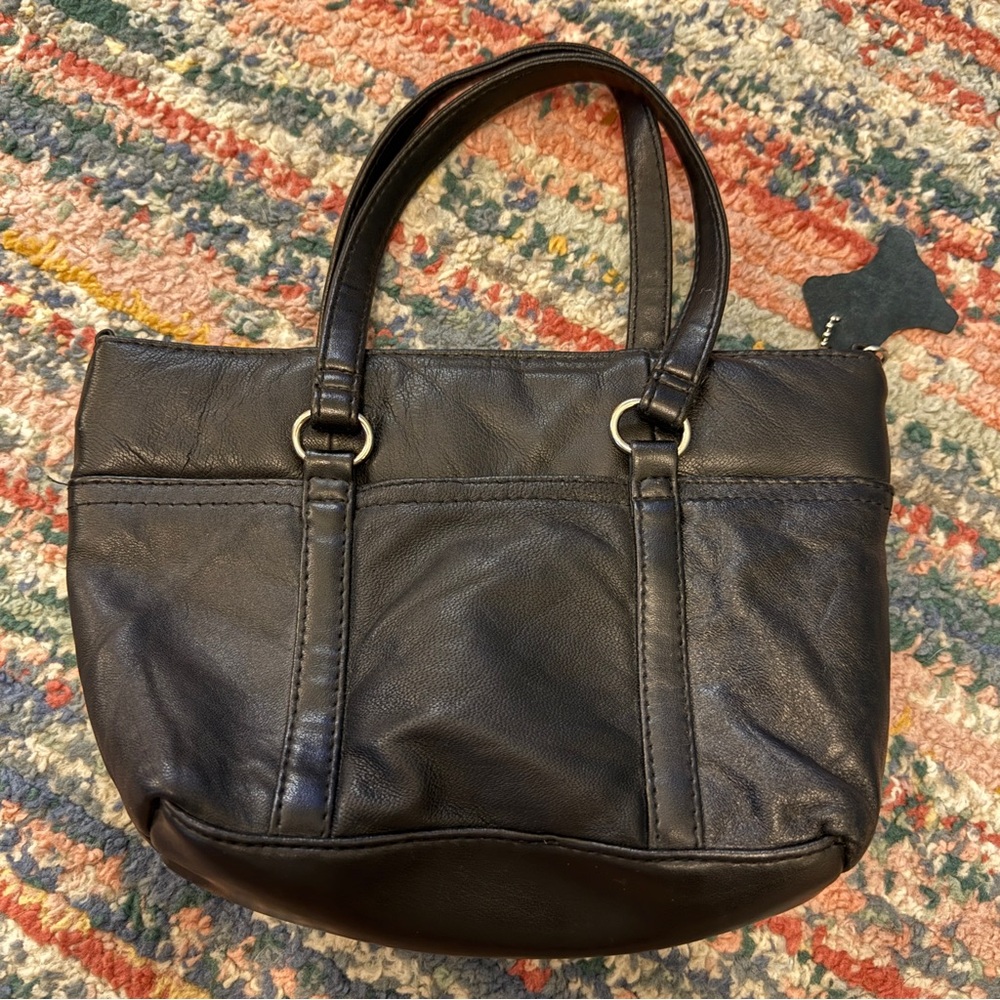 Vintage Small Black Leather Tote Bag